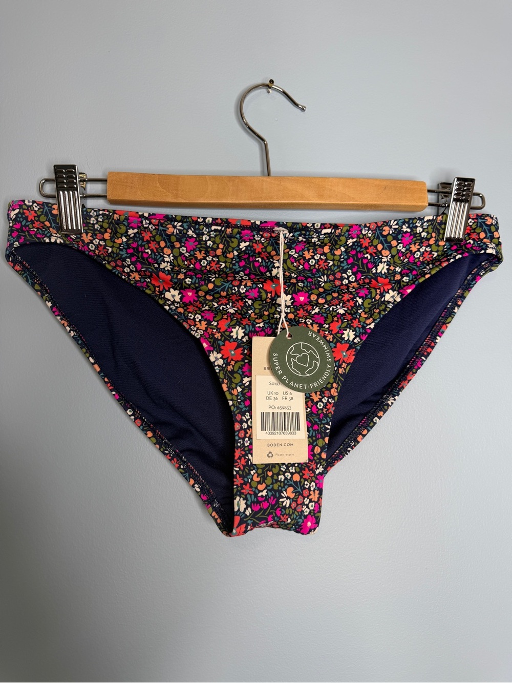 Boden Navy Floral Print Bikini Bottoms